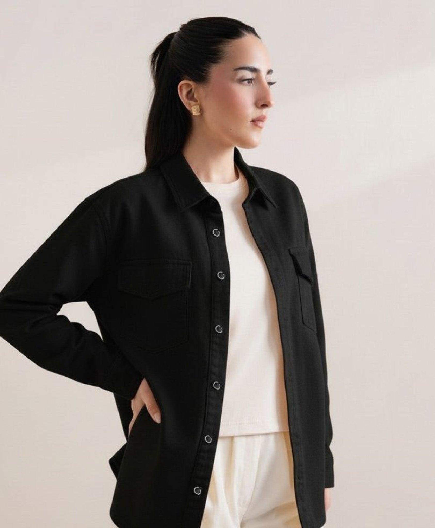 Black-Denim-Relaxed-Fit-Shacket-Women