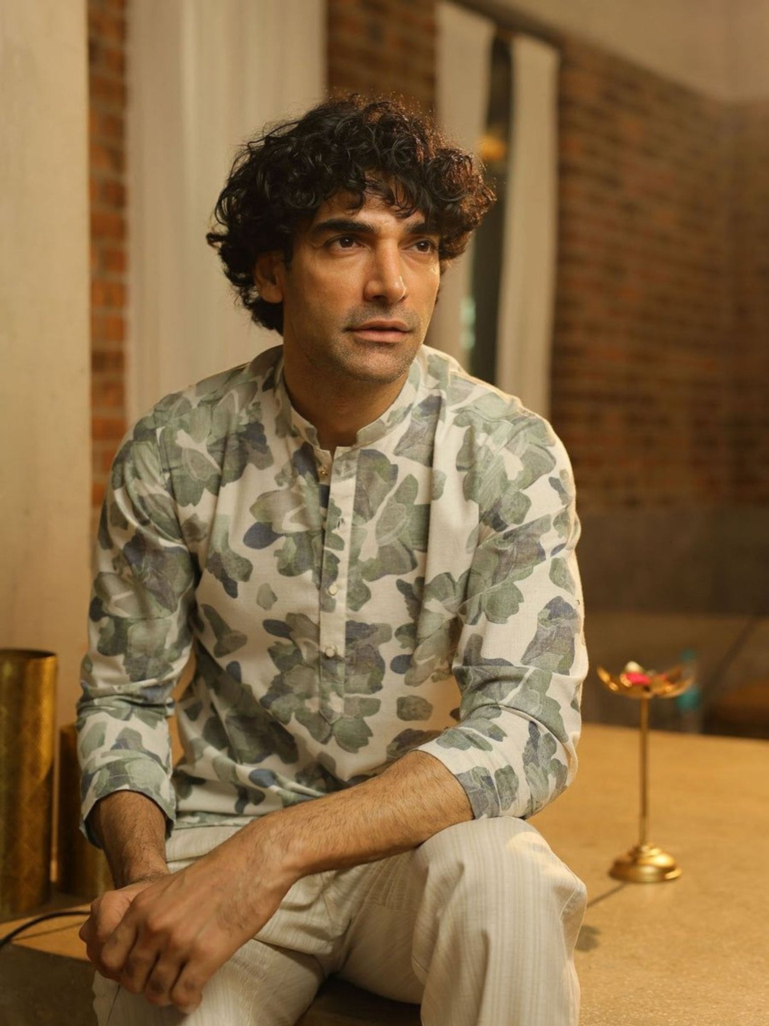 Green Floral Printed Casual Kurta